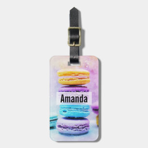 Étiquette À Bagage Photo de macarons colorés et délicieux