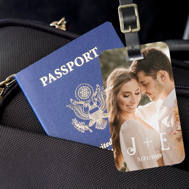 Étiquette À Bagage Photo de mariage élégante (Créateur téléchargé)