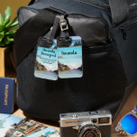 Étiquette À Bagage Photo de Tropical Island Coast & Sea<br><div class="desc">Une étiquette à bagages avec une photo pittoresque montrant la côte tropicale des Bermudes. De gros rochers déchiquetés contrastent avec la mer turquoise et éclatante.</div>