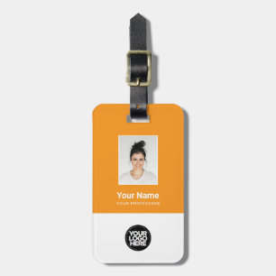 Étiquette À Bagage Photo d'employé d'entreprise, Code-barres, Logo, N