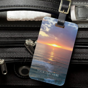 Étiquette À Bagage Photo et texte personnalisés du coucher de soleil