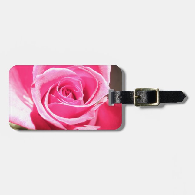 Étiquette À Bagage Photo florale de fleur de bourgeon de rose de rose (Devant horizontal)