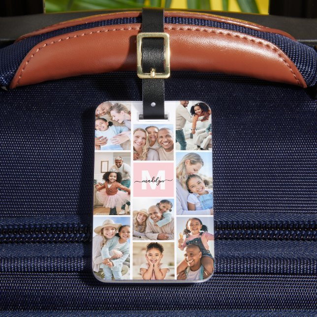 Étiquette À Bagage Photo Monogramme Rose (Insitu Rectoal 2)