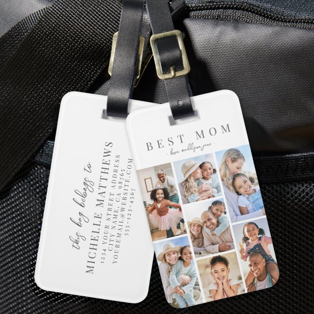 Étiquette À Bagage Photo personnalisée (Custom Mom Photo Luggage Tag)