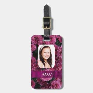 Étiquette À Bagage Photo personnalisée à fleurs roses