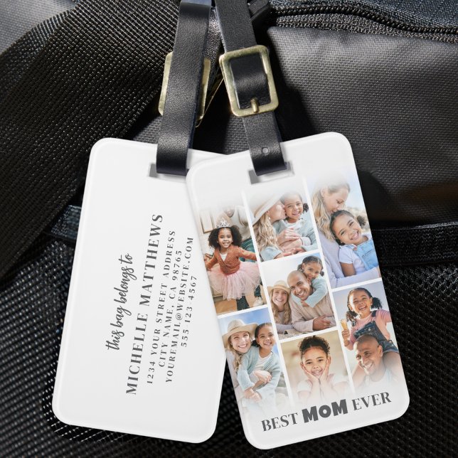 Étiquette À Bagage Photo personnalisée de la mère (Personalized Mom Photo Luggage Tag)