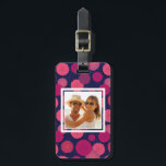 Étiquette À Bagage Photo personnalisée Fleurs rondes motif<br><div class="desc">Fleurs rondes motif sans soudure. Arrière - plan de dessin de vecteur. © et ® Bigstock® - Tous droits réservés.</div>