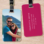 Étiquette À Bagage Photo personnalisée Rose profond Simple moderne<br><div class="desc">Créez votre propre étiquette de bagage photo ! Un modèle élégant personnalisé avec une photo, un nom et des coordonnées préférés. Les étiquettes de bagage personnalisées sont un grand cadeau pour les amis et la famille, et un accessoire utile pour les voyages de vacances et d'affaires! Couleurs imprimées : rose...</div>