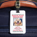 Étiquette À Bagage Photo personnalisée Service d'alerte Médicale Badg<br><div class="desc">Chien du service d'alerte Médicale - Identifiez facilement votre chien comme chien du service de travail, tout en gardant votre chien concentré et en réduisant les distractions tout en travaillant avec l'un de ces badges d'identification de chien du service k9. Il n'est pas obligatoire ou obligatoire d'enregistrer un chien aidant....</div>