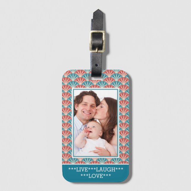 Étiquette À Bagage Photo Portrait personnalisé avec Motif décoratif (Devant Vertical)