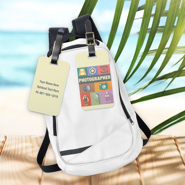 Étiquette À Bagage Photographe Professionnel Iconique Conçu (Créateur téléchargé)