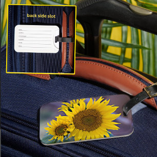 Étiquette À Bagage Photographie de gros plan de tournesols regroupés