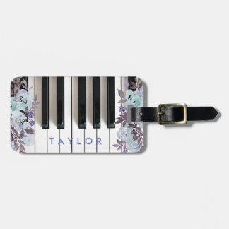 Étiquette À Bagage piano floral bleu