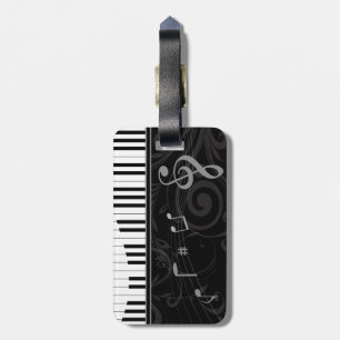 Étiquette À Bagage Piano lunatique et notes musicales