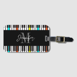 Étiquette À Bagage Piano Monogramme Nom Personnalisé