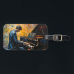 Étiquette À Bagage Piano Player - Peinture à l'huile<br><div class="desc">Oeuvre de Brady Arnold</div>