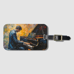 Étiquette À Bagage Piano Player - Peinture à l'huile