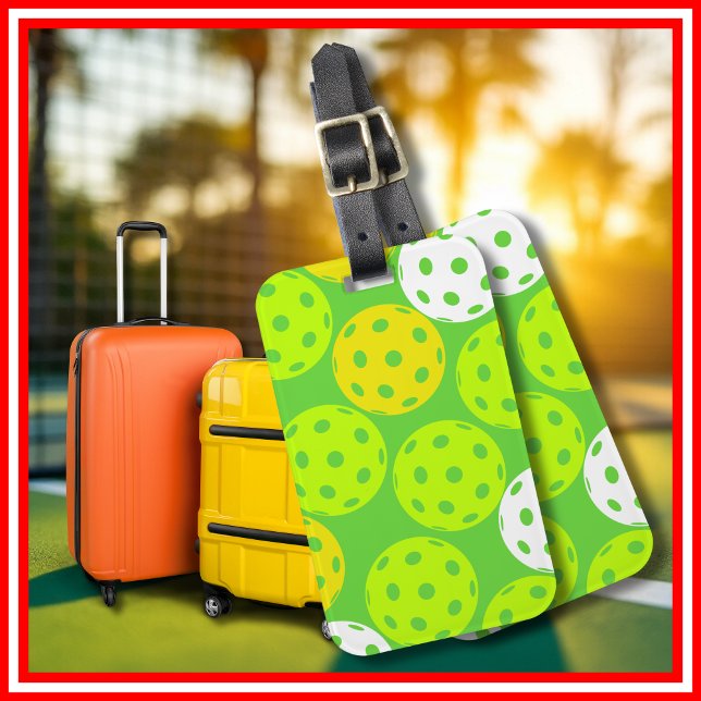 Étiquette À Bagage Pickleball Anniversaire Soirée Sport Vert (Créateur téléchargé)