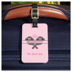 Étiquette À Bagage Pickleball Gal Paddles Monogramme Nom personnalisé