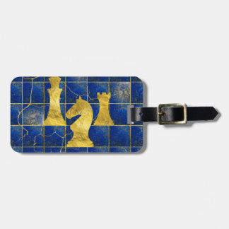 Étiquette À Bagage Pièces d'échecs d'échiquier et d'or de lazulite de