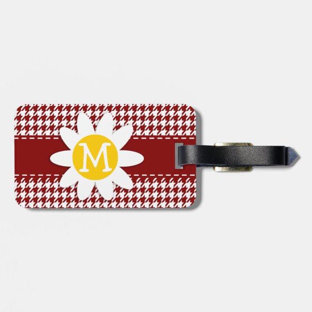 Étiquette À Bagage Pied de fond rouge foncé ; marguerite (Dos horizontal)