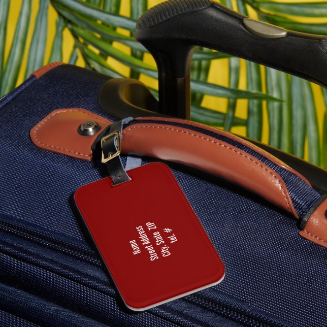 Étiquette À Bagage Pied de fond rouge foncé ; personnalisation (Insitu Rectoal 1)