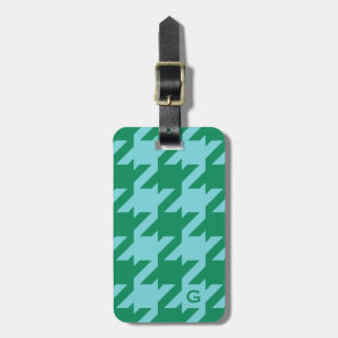 Étiquette À Bagage Pied-de-poule vert-bleu moderne audacieux avec le 