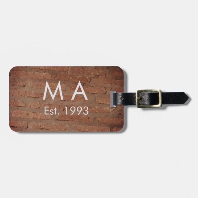 Étiquette À Bagage pierre de brique rustique Brown ajouter le nom let (Devant horizontal)