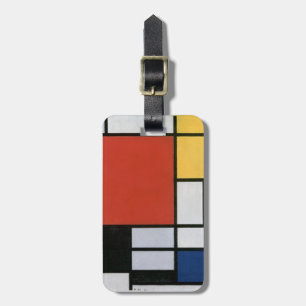 Étiquette À Bagage Piet Mondrian Rouge Bleu Jaune Art Abstrait