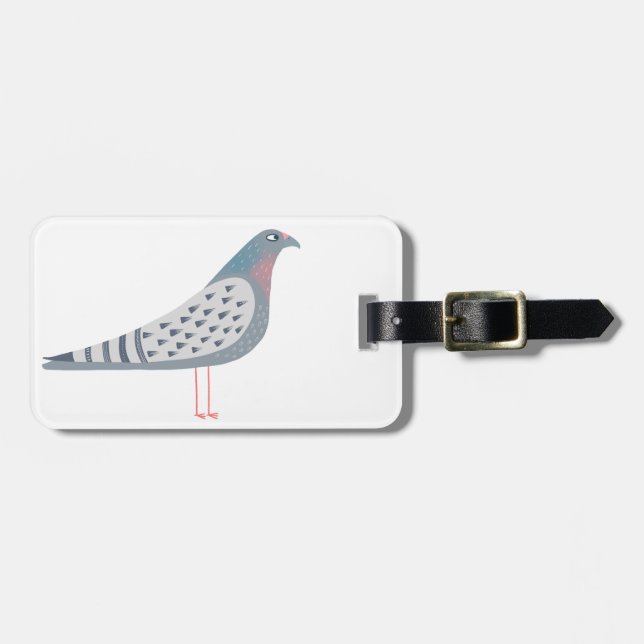 Étiquette À Bagage Pigeon amusant (Devant horizontal)