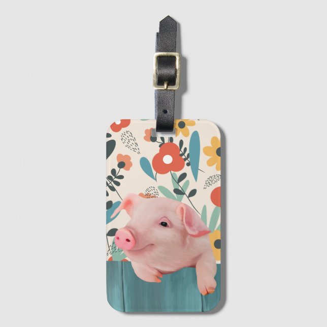 Étiquette À Bagage Piglette mignonne / Bébé mignon animal (Devant Vertical)