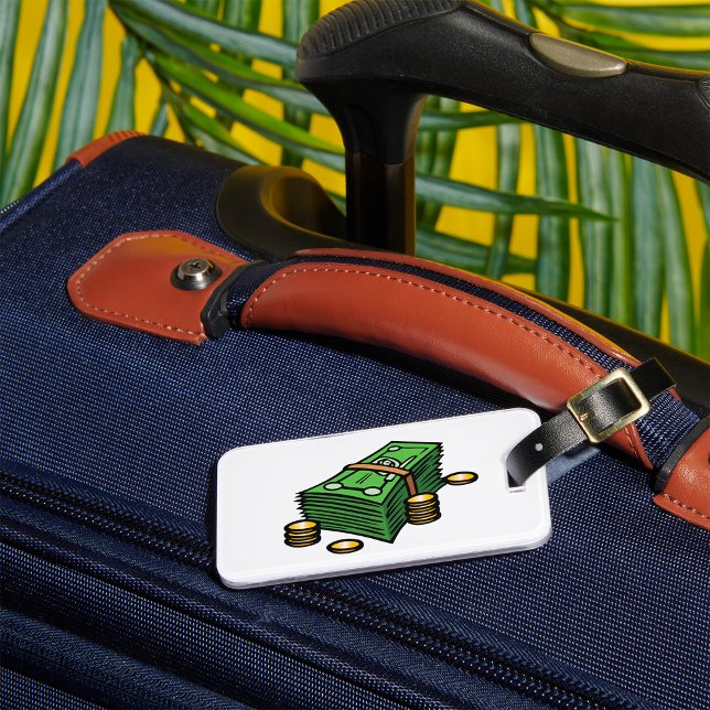 Étiquette À Bagage Pile d'argent avec pièces d'argent (Créateur téléchargé)