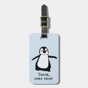 Étiquette À Bagage Pingouin mignon   ici   personnalisé