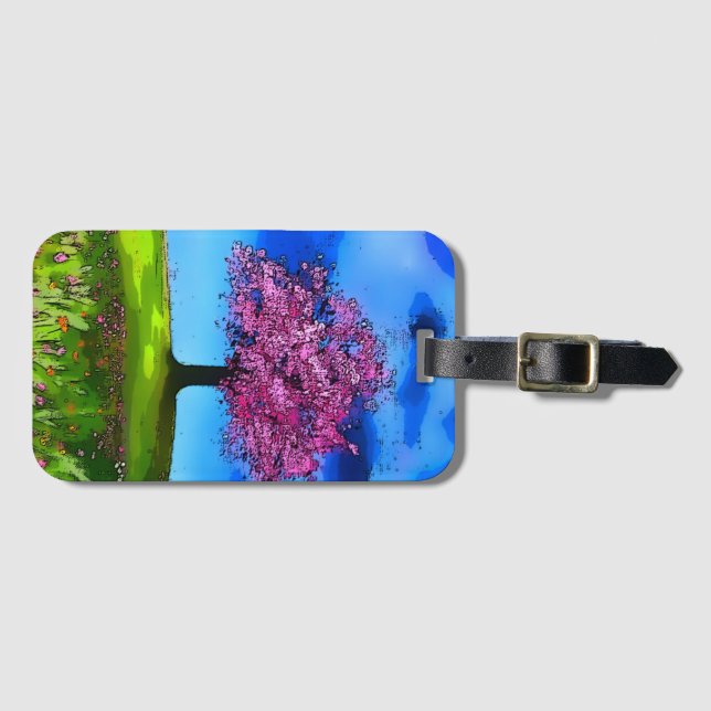 Étiquette À Bagage Pink Cherry Tree (Devant Horizontal)