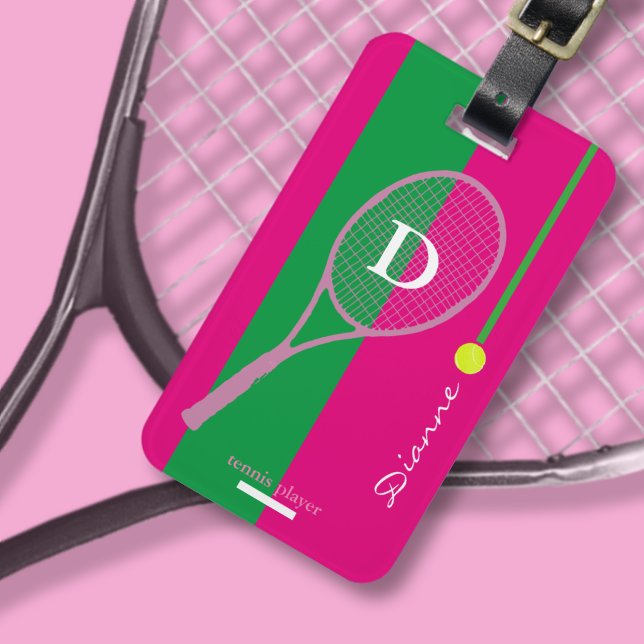Étiquette À Bagage Pink Girl Sport Tennis Personnalisé (Créateur téléchargé)