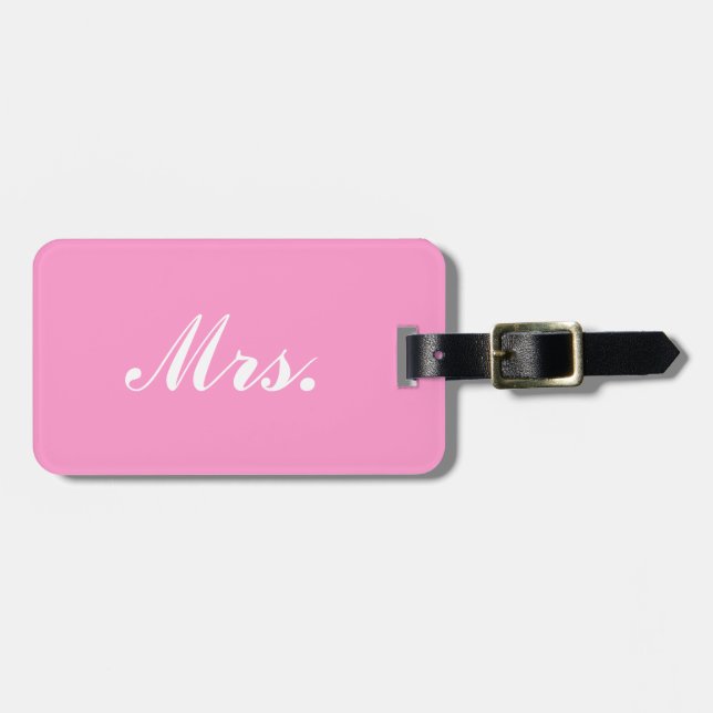 Étiquette À Bagage Pink M. et Mme bagage pour elle (Devant horizontal)