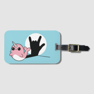 Étiquette À Bagage Pink Narwhal ASL I Love You - Deaf Culture Design