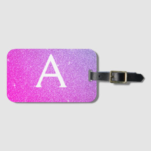 Étiquette À Bagage Pink - Purple Sparkle Parties scintillant Nom du m