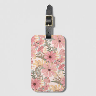 Étiquette À Bagage Pink Sage Vert Floral Feuille Motif d'aquarelle