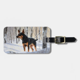 Étiquette À Bagage Pinscher Nain Noël Laissez Tomber la Neige