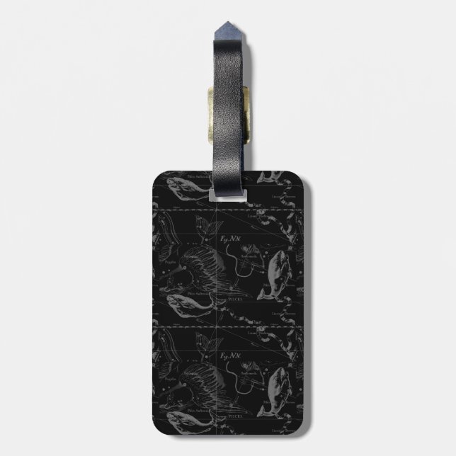 Étiquette À Bagage Pisces Constellation Hevelius 1690 Carte Engraving (Dos Vertical)