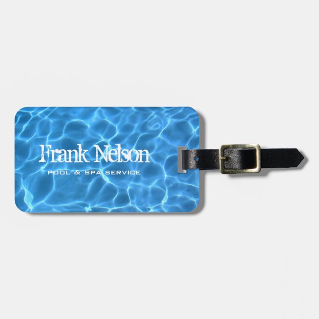 Étiquette À Bagage Piscine Bleu Aqua (Devant horizontal)