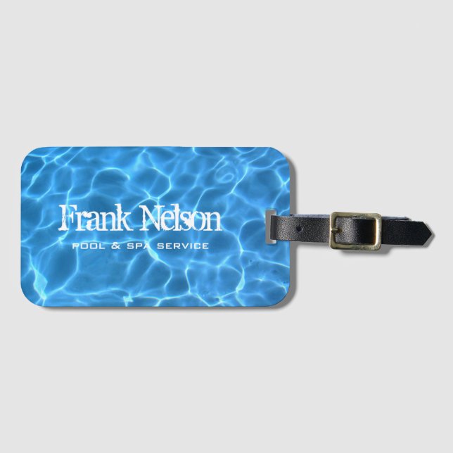 Étiquette À Bagage Piscine Bleu Aqua (Devant Horizontal)
