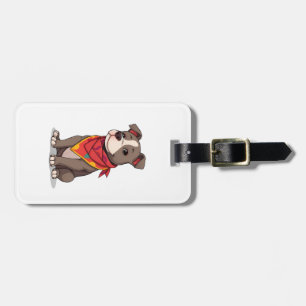 Étiquette À Bagage Pitbull Mignon avec Bandana Gif Amoureux de Chien
