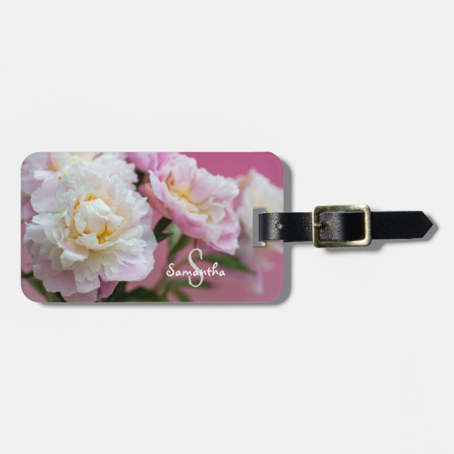 Étiquette À Bagage Pivoines roses (Devant horizontal)