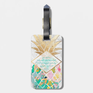 Étiquette À Bagage PixDezines Aloha Ananas+Marbre Blanc