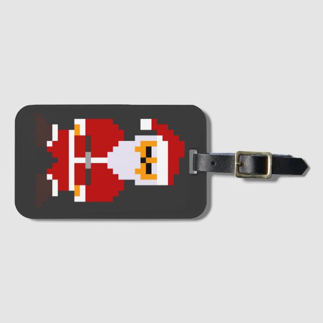 Étiquette À Bagage Pixel Pose Père Noël (Devant Horizontal)