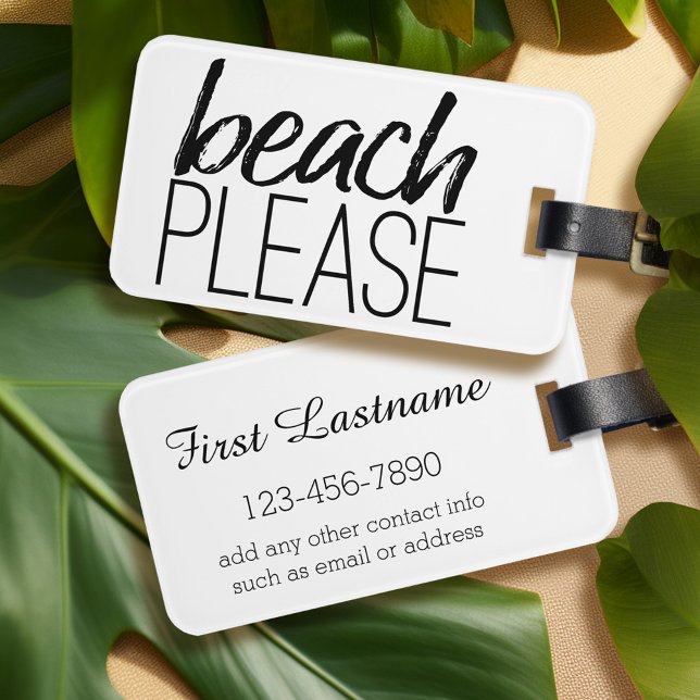 Étiquette À Bagage Plage (Personalized luggage tag - Beach Please)
