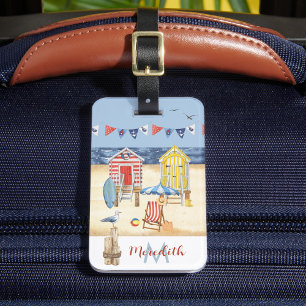 Étiquette À Bagage Plage amusante Scène été Océan Monogramme