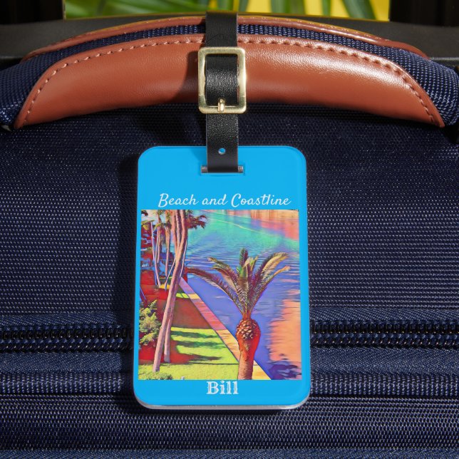 Étiquette À Bagage Plage côtière de Little Palm customisée (Insitu Rectoal 2)